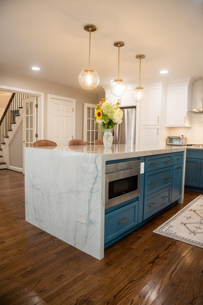 Kitchen with Stunning Waterfall Island