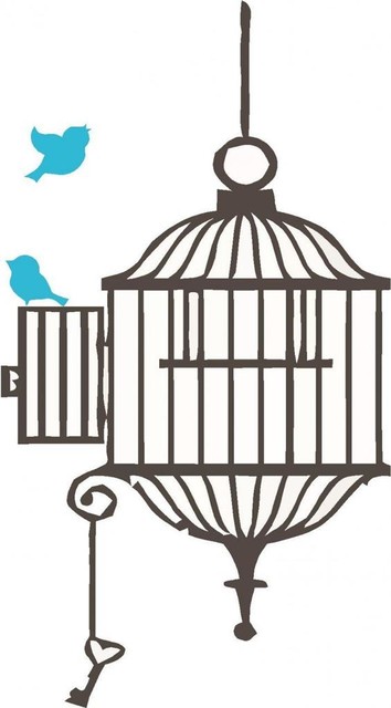 Caged Birds, Hanging Chandelier, Decal, 8x16" - Contemporary - Wall