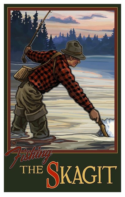 Paul A. Lanquist Fishing the Skagit Washington Art Print, 12"x18"