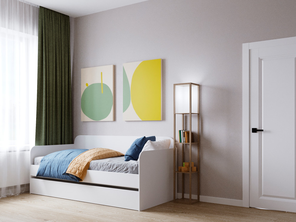 Современный интерьер дома с акцентами лестного цвета