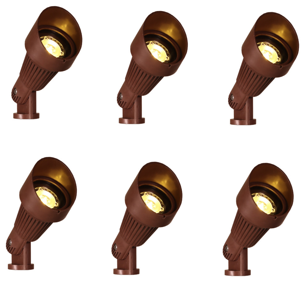 3 Watt LED Low Voltage Outdoor Directional Fiberglass Bullet Set of 6