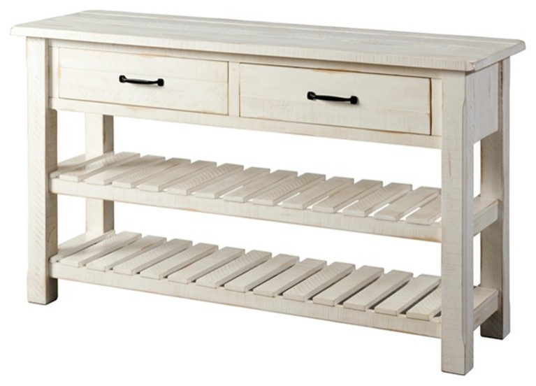 Bowery Hill Farmhouse Barn Door Solid Wood Sofa Console Table Antique