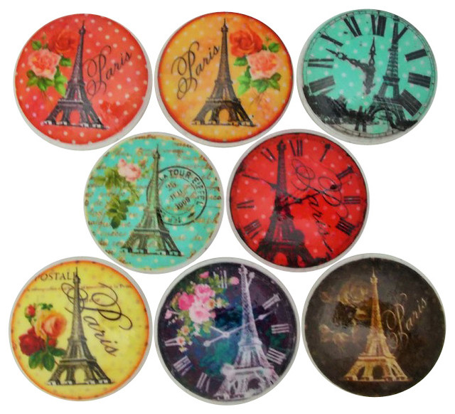 Colorful Eiffel Tower Cabinet Knobs 8 Piece Set Contemporary Colorful Eiffel Tower Cabinet Knobs 8 Piece Set Contemporary And Drawer By Twisted R Design
