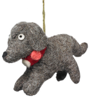 Gray Dog Christmas Ornament
