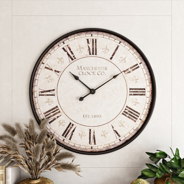 12” Large Round Wall Clock Silent Quartz Decorative Clocks Modern Battery Black2 