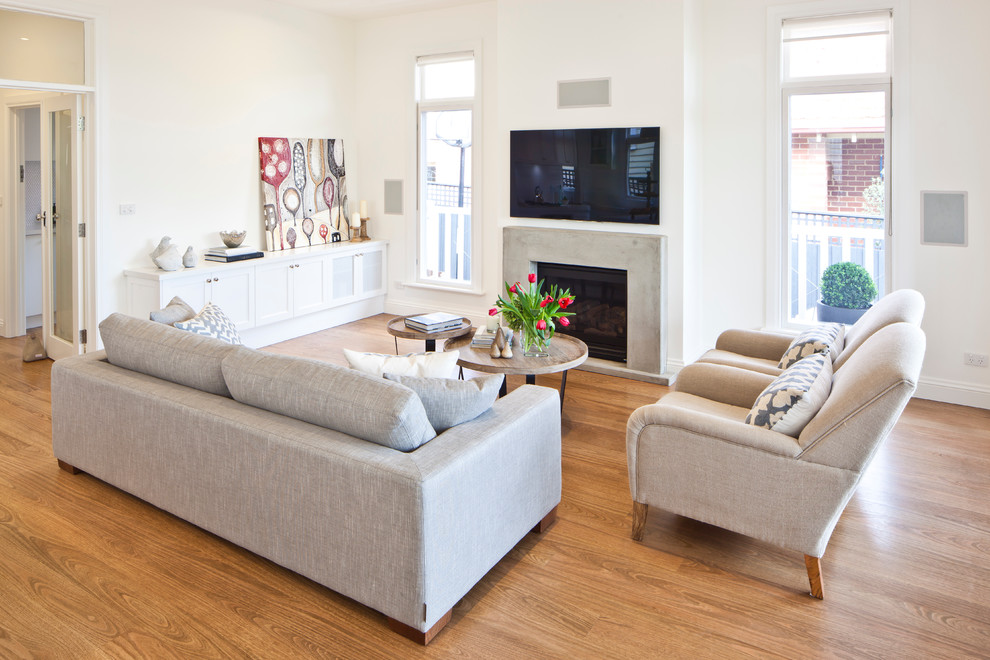 Inspiration for a contemporary living room in Melbourne.