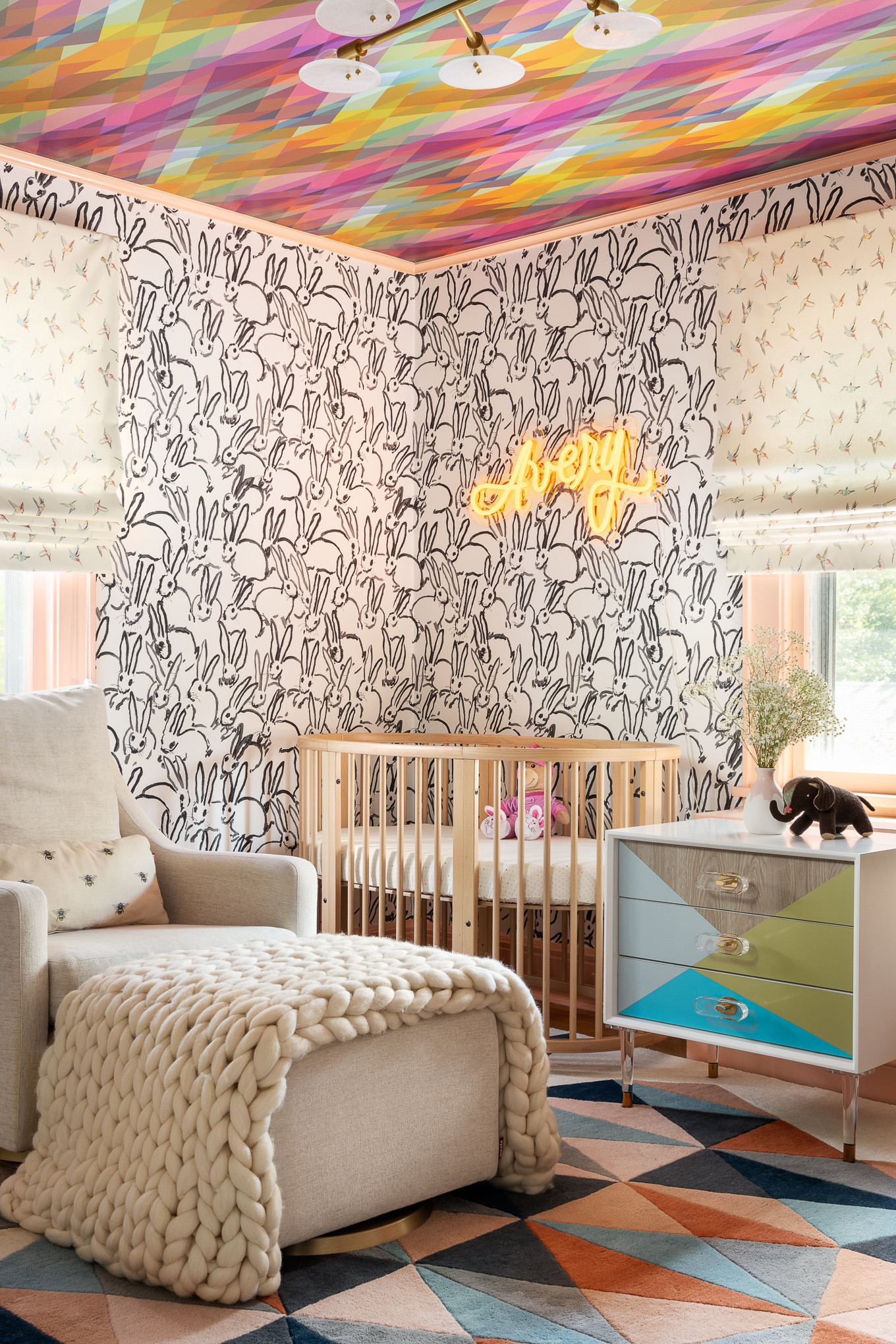 Colorful and Energetic Nursery for Newborn Twin Girls