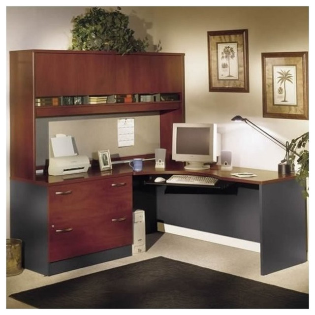 Bush Business Furniture Corner LShape Desk in Hansen Cherry Desks