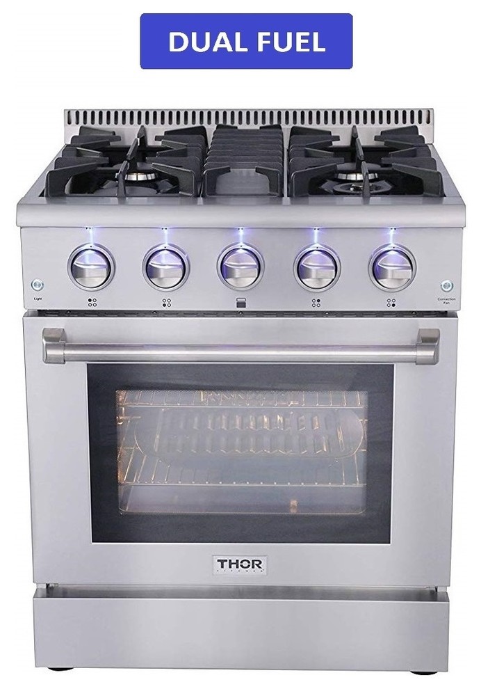 Thor Kitchen 30" Dual Fuel Range, Stainless Steel, Natural Gas