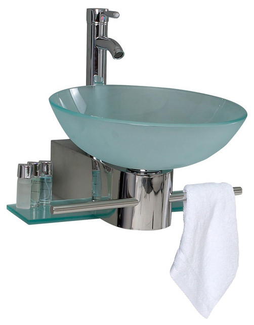 Fresca Cristallino Modern Glass Bathroom Vanity With Frosted Vessel