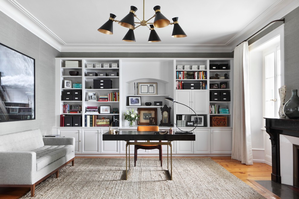 This is an example of a transitional home office in Other.