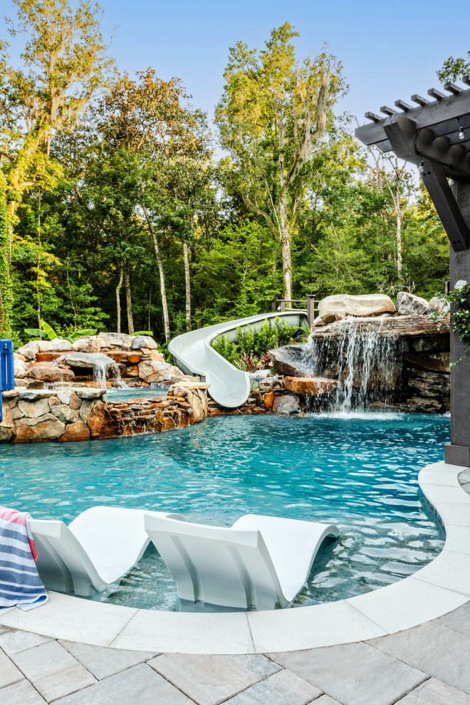 Example of a mountain style pool design in Jacksonville