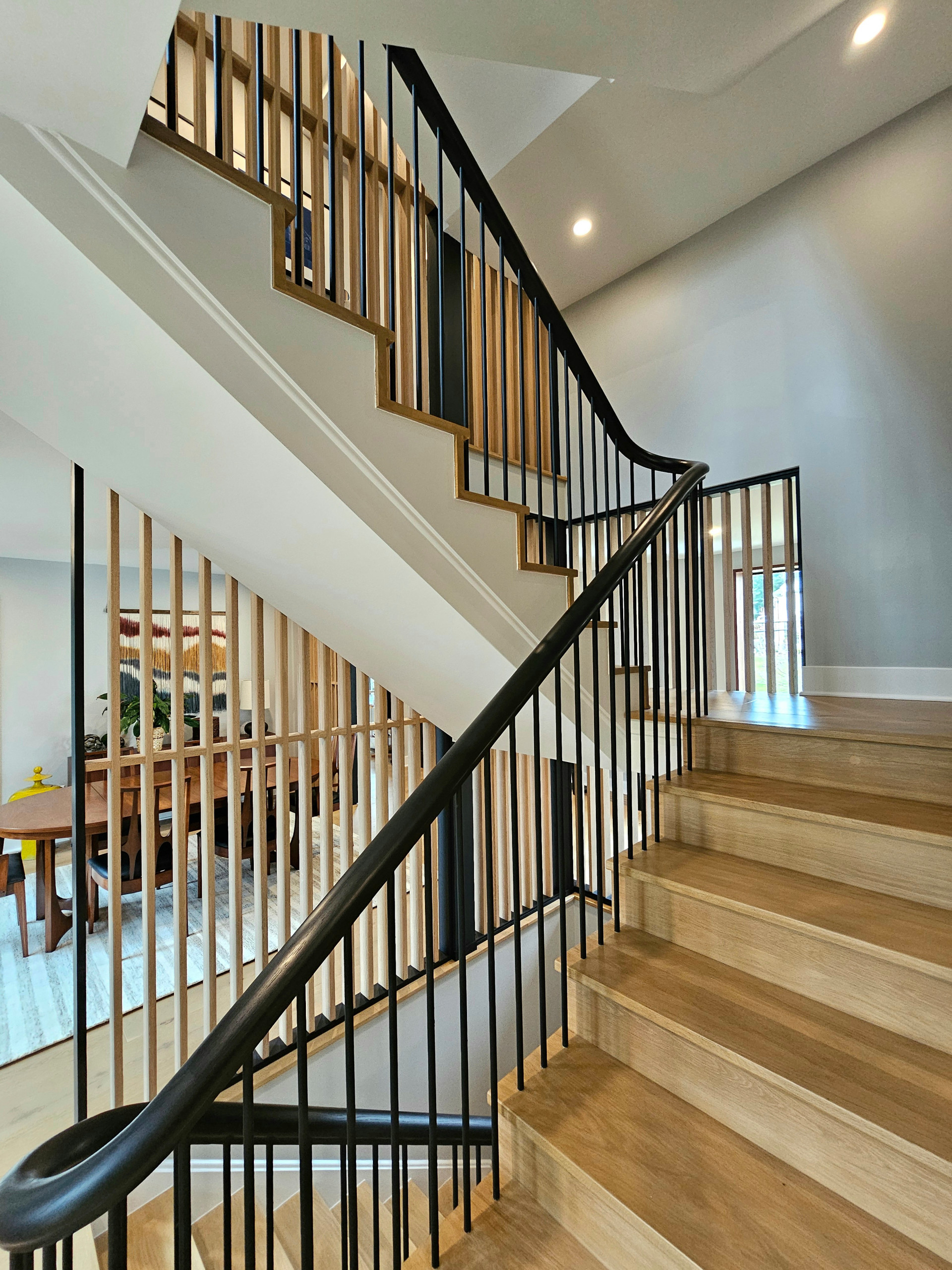115_Stunning Continuous Rail System on 3 Story Floating Stairs; Arlington, VA 22