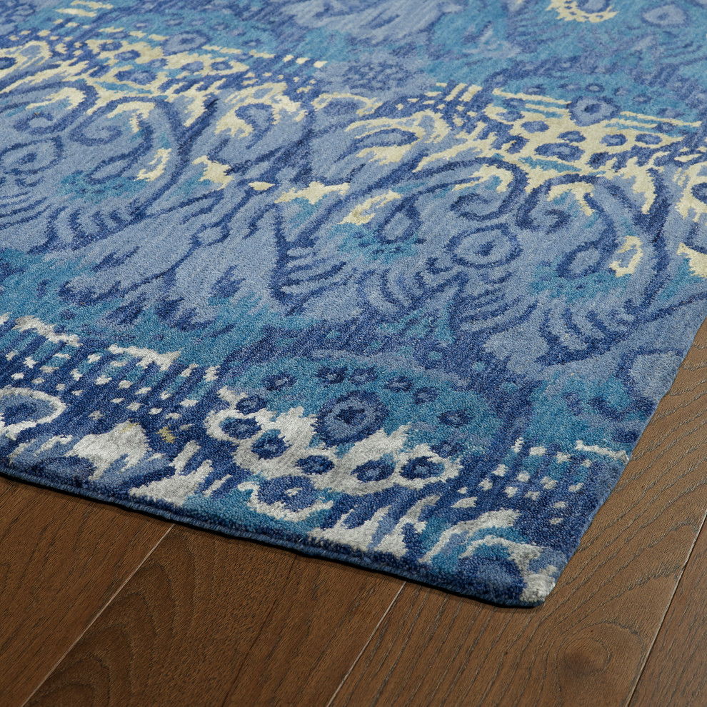 Kaleen Hand-Tufted Mercery Azure Wool and Viscose Rug, 2'x3'