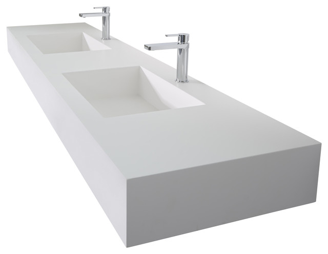 Wall-Mounted Countertop and Sink, 180 cm, Double Sink