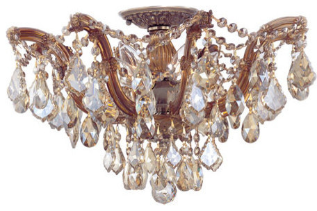 Crystorama Maria Theresa Antique Brass Five-Light Semi-Flush Mount Light