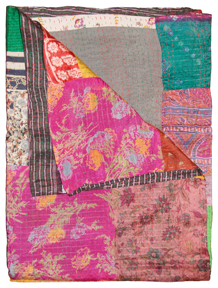 Kantha Silk Throw 50"x70" Mediterranean Throws by LIFESTYLE GROUP