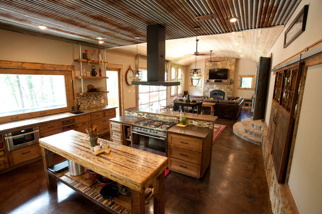 Open Greatroom - Rustic - Kitchen - Dallas - by Wright-Built