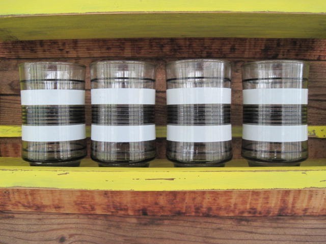 Black and White Striped Juice Glasses Set of Four by Scarborough Fair