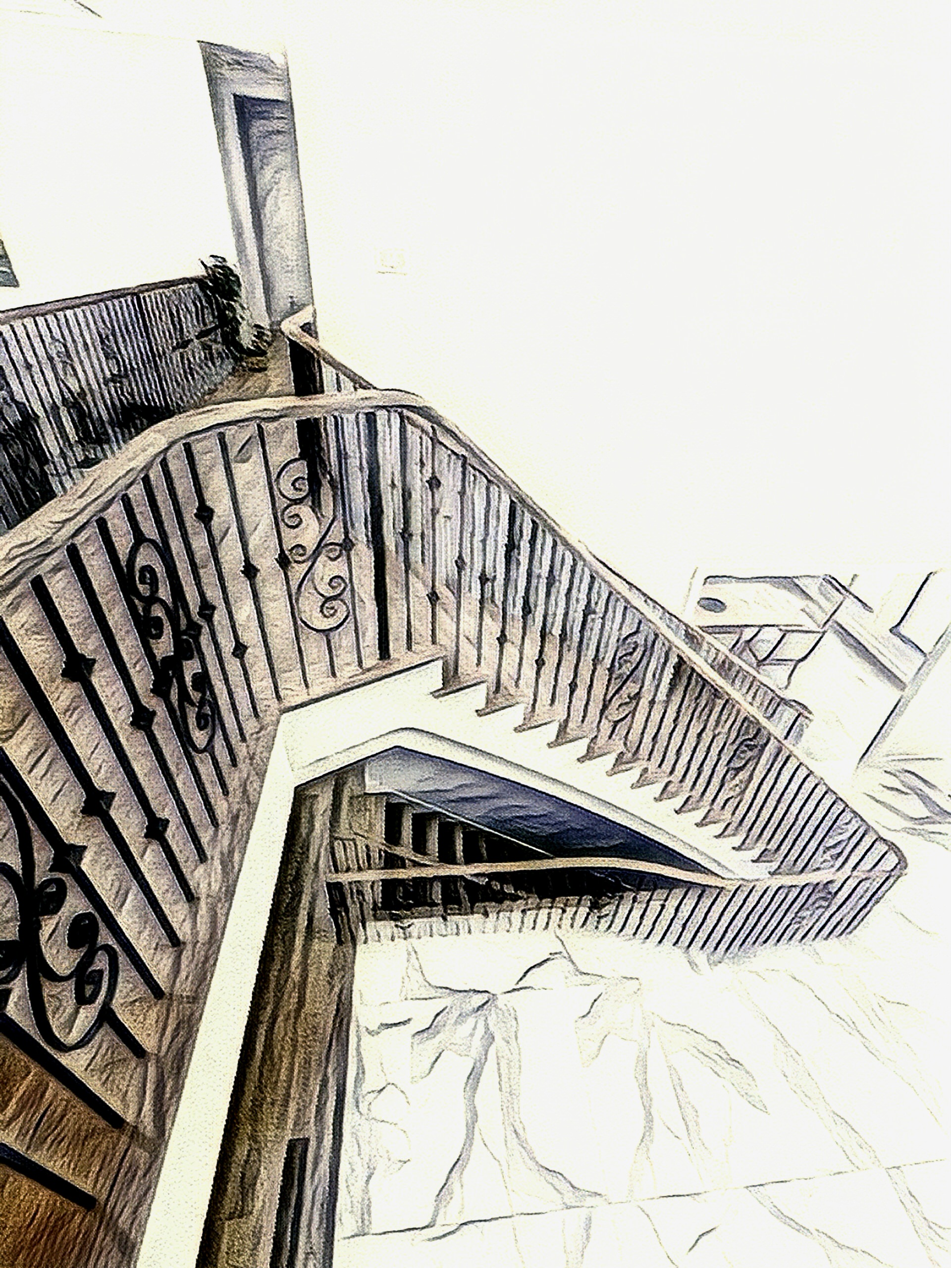 120_Luxurious White Oak Stair with Iron Balusters, Great Falls, 22066