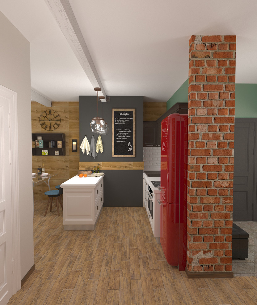 Квартира в стиле домашний лофт для семьи. Коммунарка, Московская обл.