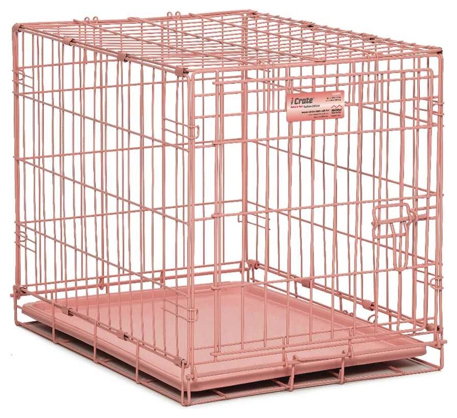 Midwest Icrate Single Door Dog Crate, Pink, 24"X18"X19" Contemporary