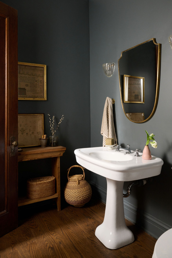 Example of a transitional powder room design in Chicago