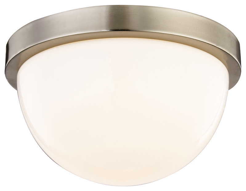 Luna 10" LED Dome Flushmount, Satin Nickel with White Opal Glass
