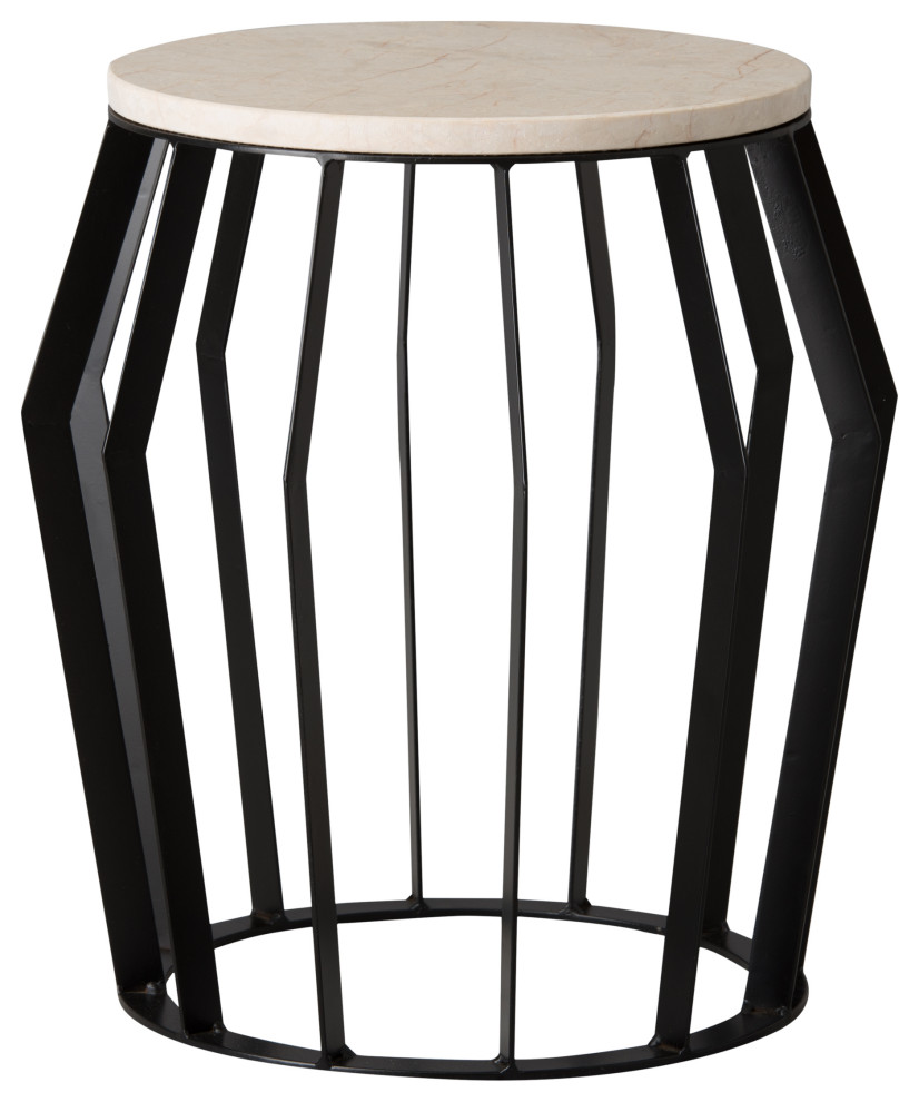 22 in Billie White Granite Accent Table Industrial Outdoor Side