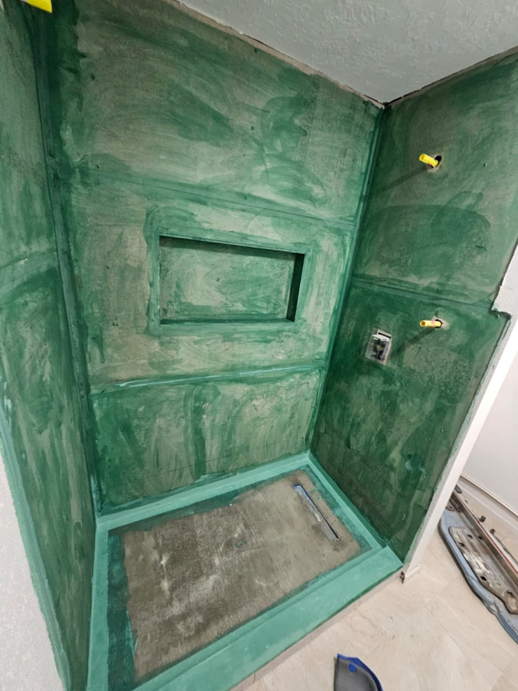build up and prep of shower for tile installation