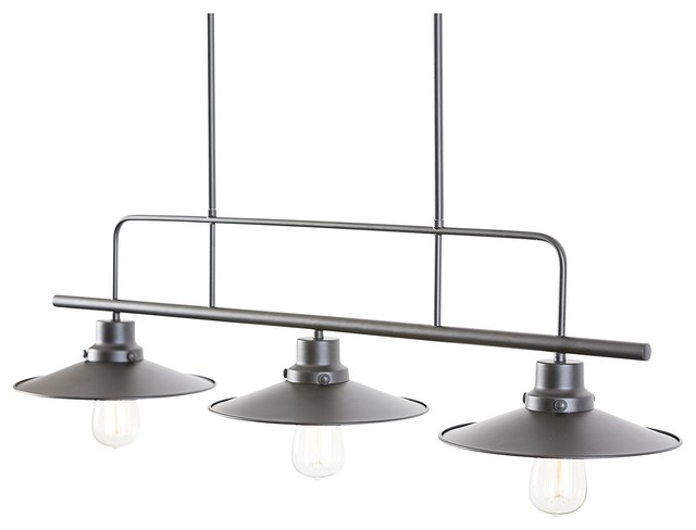 3 Light Kitchen Island Pendant Matte Black Vintage Modern Industrial Chandelier