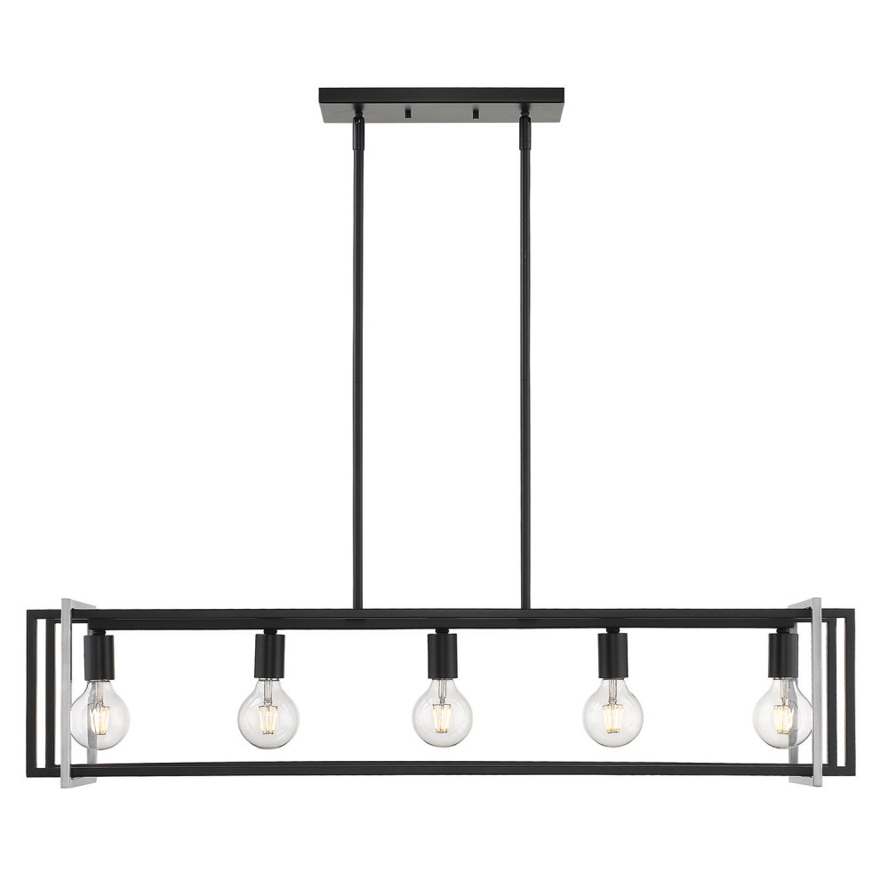 Tribeca Linear Pendant, Black, Pewter Accents