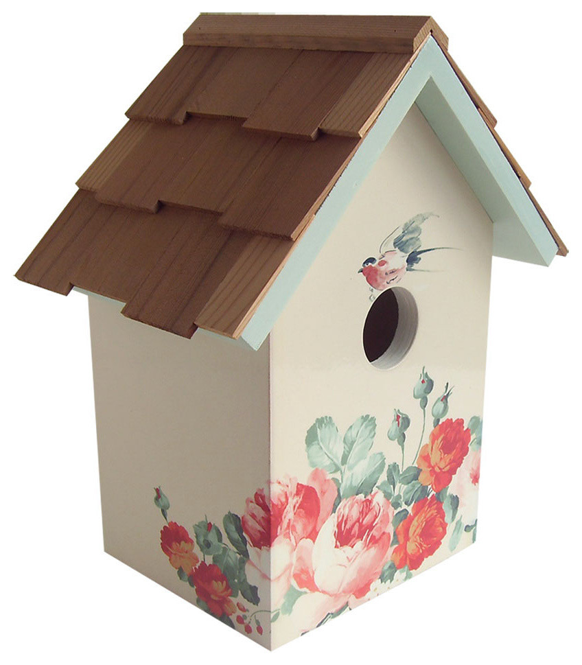 Printed Standard Birdhouse - Peony - Cream Background