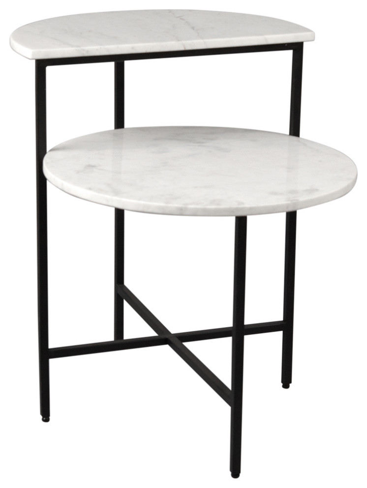 Ellery Full & Half Circle Marble Table Transitional Side Tables And