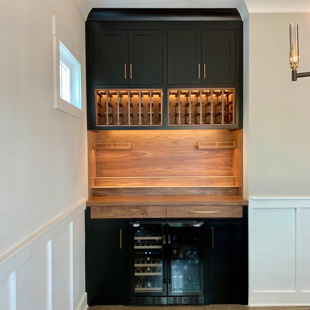 Black Walnut Home Bar w/ Custom LED Lighting Modern Home Bar