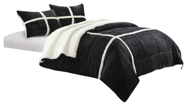 Chic Camille Mink Chloe Sherpa Lined 2 Piece Comforter Set Twin