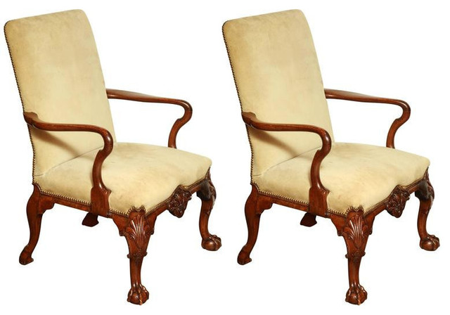 Pair Of George Ii Walnut Library Chairs