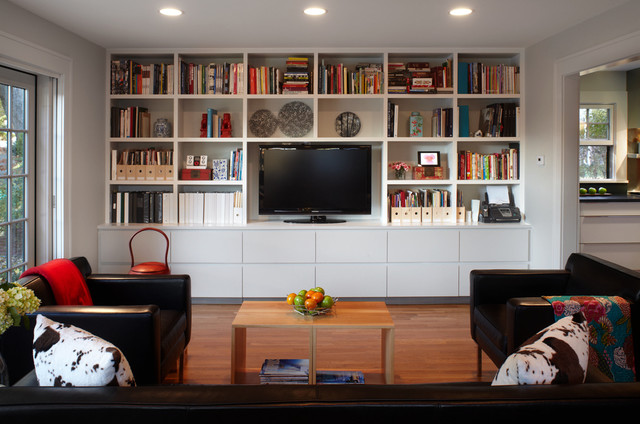 How To Get That Built In Media Wall You, How To Build Built In Shelves Basement