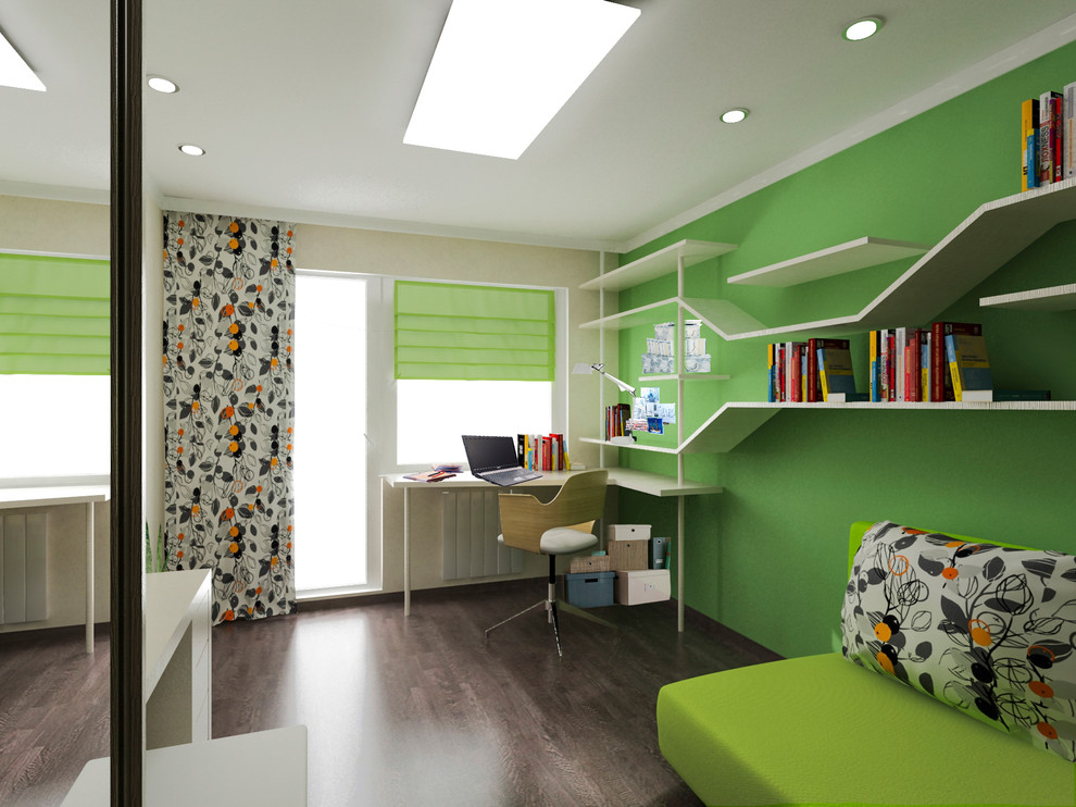 Комната молодой девушки с кошкой