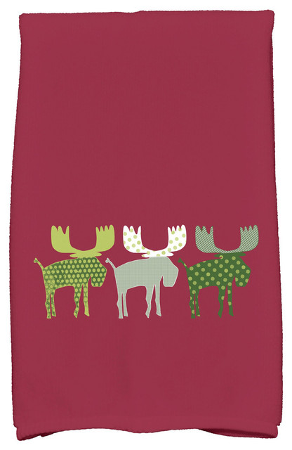 Merry Moose Decorative Holiday Animal Print Hand Towel Rustic Merry Moose Decorative Holiday Animal Print Hand Towel Cranberry