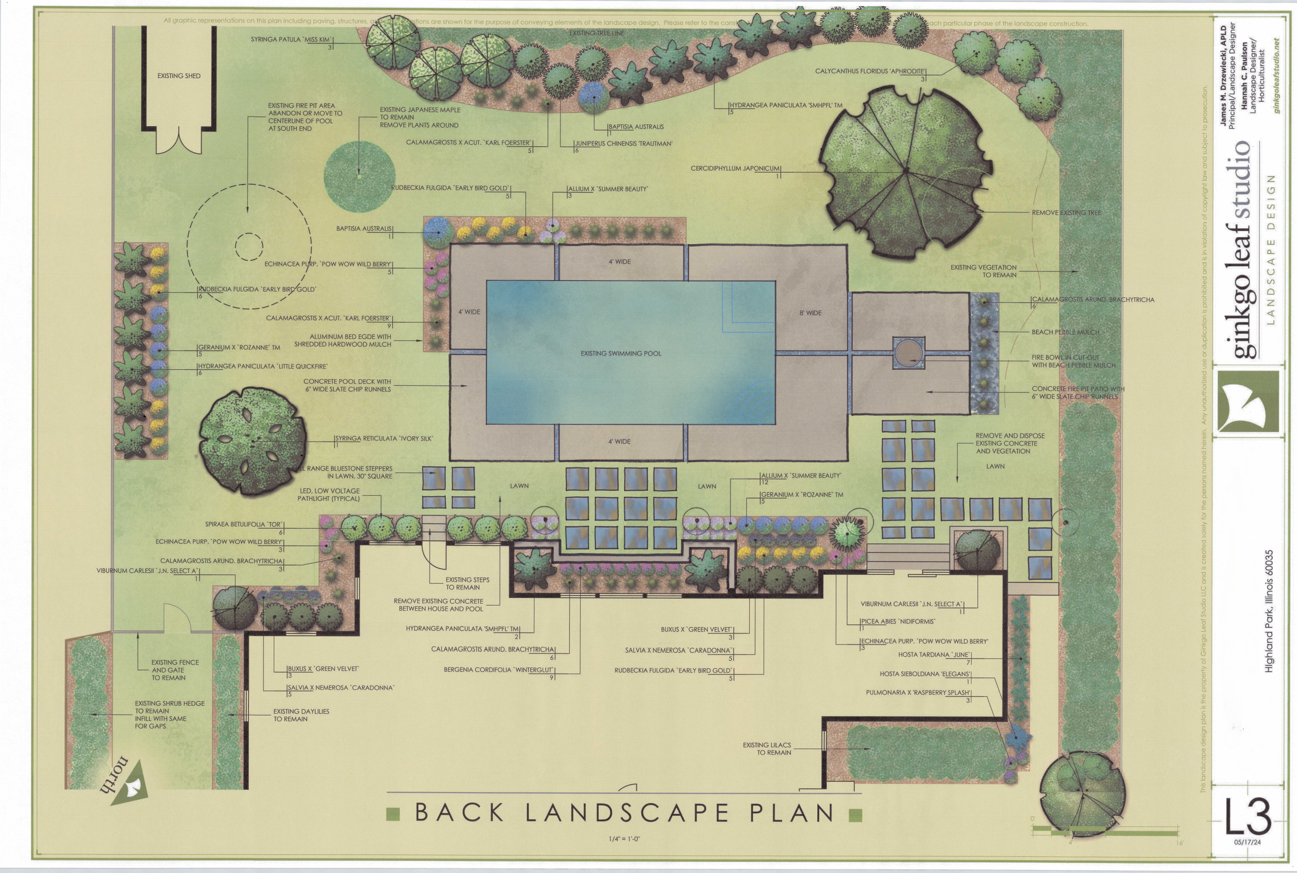 Mid-Century Ranch Front + Backyard Landscape - Highland Park, IL