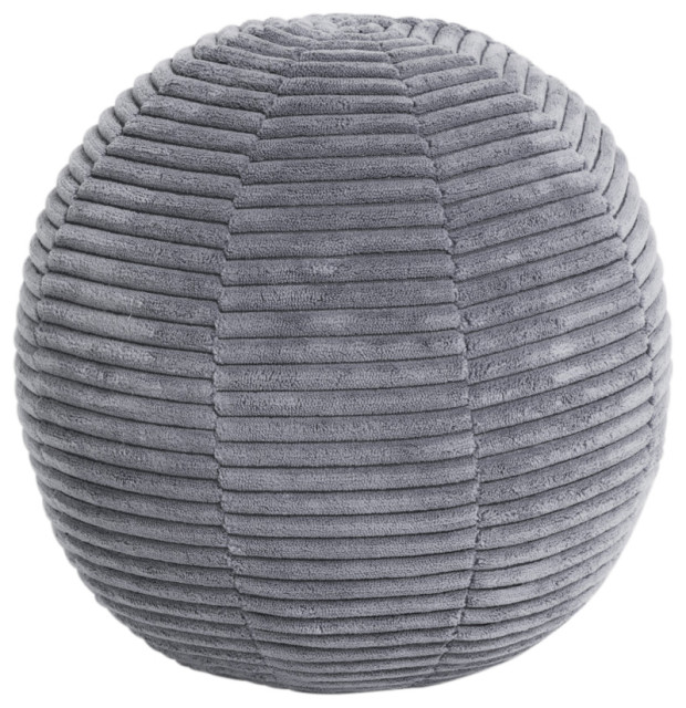 Sorra Home Light Grey Soft Corduroy Indoor Ball Pillow, 10" Diameter