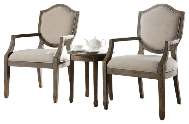 Kourtney Accent Arm Chair and Table Set, Antique-Style Natural, 3-Piece Set  - French Country - Living Room Furniture Sets - by Furniture Import &  Export Inc. | Houzz