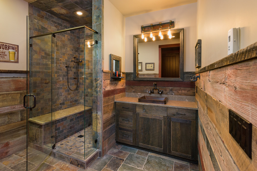 Inspiration for a rustic bathroom remodel in Albuquerque