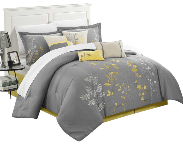 Chic Brooke Bliss Garden 8 Piece Comforter Set Yellow - Contemporary