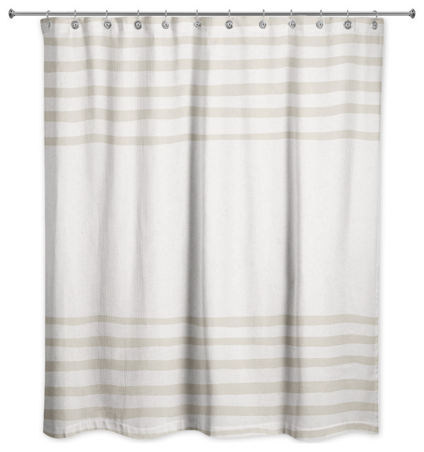 Soft Beige Linen Stripes 71x74 Shower Curtain