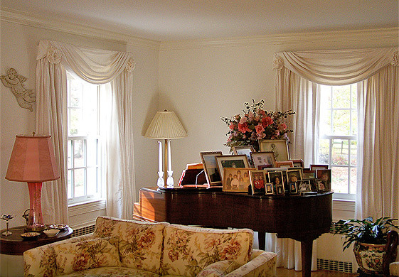 Living Room with Silk Draperies and Swags