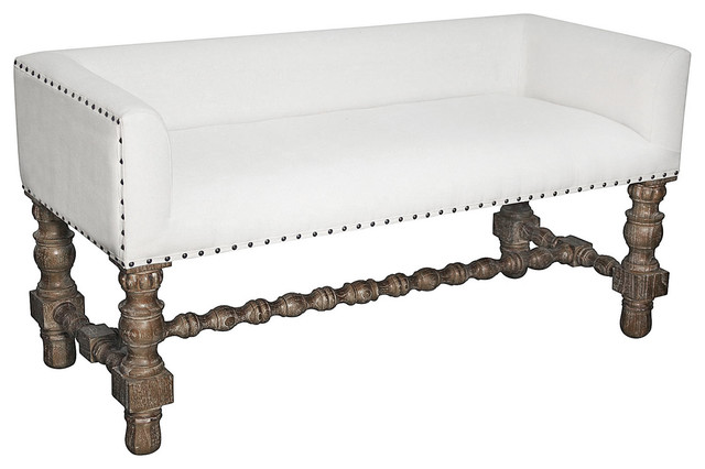 Bennington Grey Wash French Country Bench Traditional Bennington Grey Wash French Country Bench Traditional Upholstered Benches By Kathy Kuo Home
