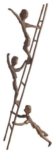 Handcrafted Cast Bronze Children Playing on Ladder Design Statue