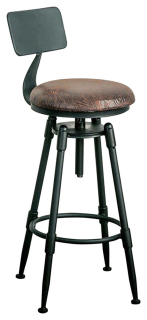 Bar Stool, Steel Metal With Adjustable Height and Backrest Inclination Angle